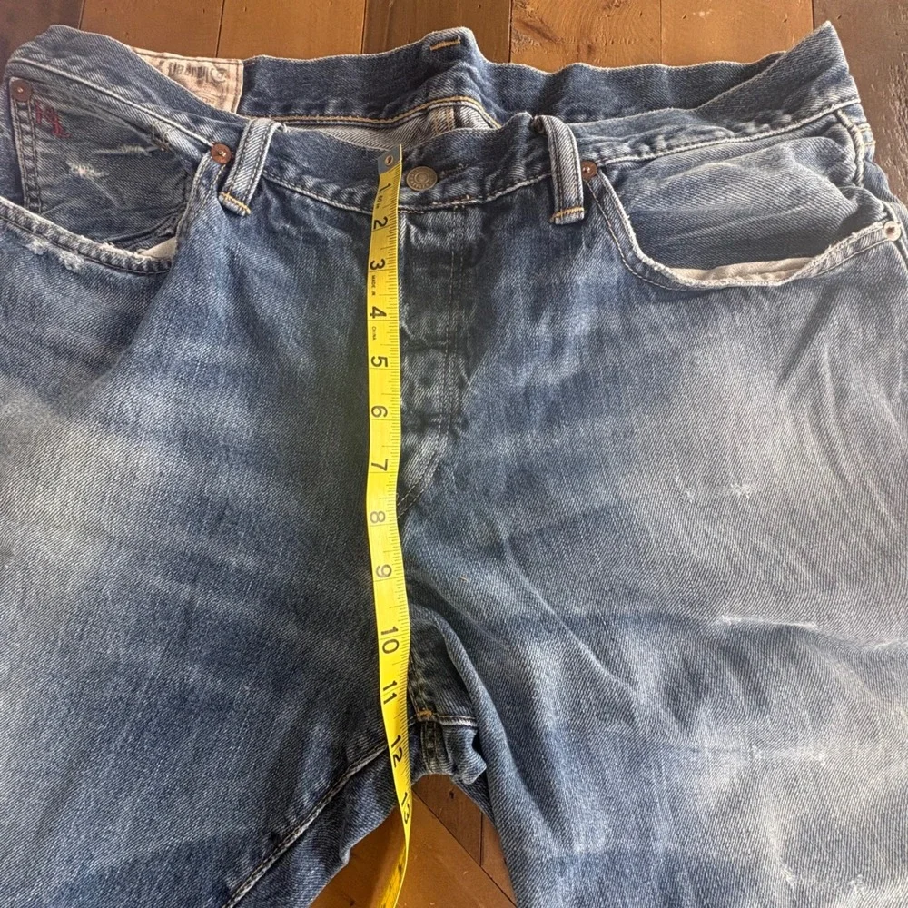 Vtg POLO Ralph Lauren Mens 36x32 Distressed Straight Leg Jeans Button Fly Grunge